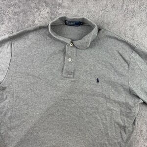 Polo Ralph Lauren Polo Shirt Mens Medium Gray VTG Made USA Embroidered Pony Logo